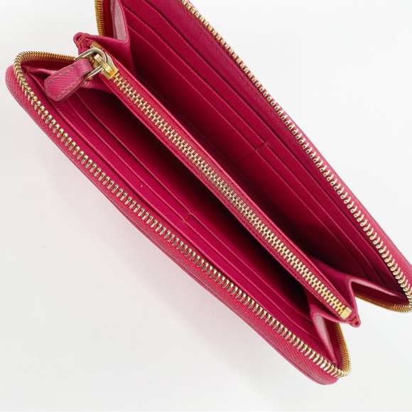 Prada Large Saffiano Leather Long Zippy Wallet Magenta Hot Pink - Picture 9 of 13